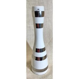 KAHLER Omaggio silver stripe 9.5 in. minimalist Scandinavian candlestick holder